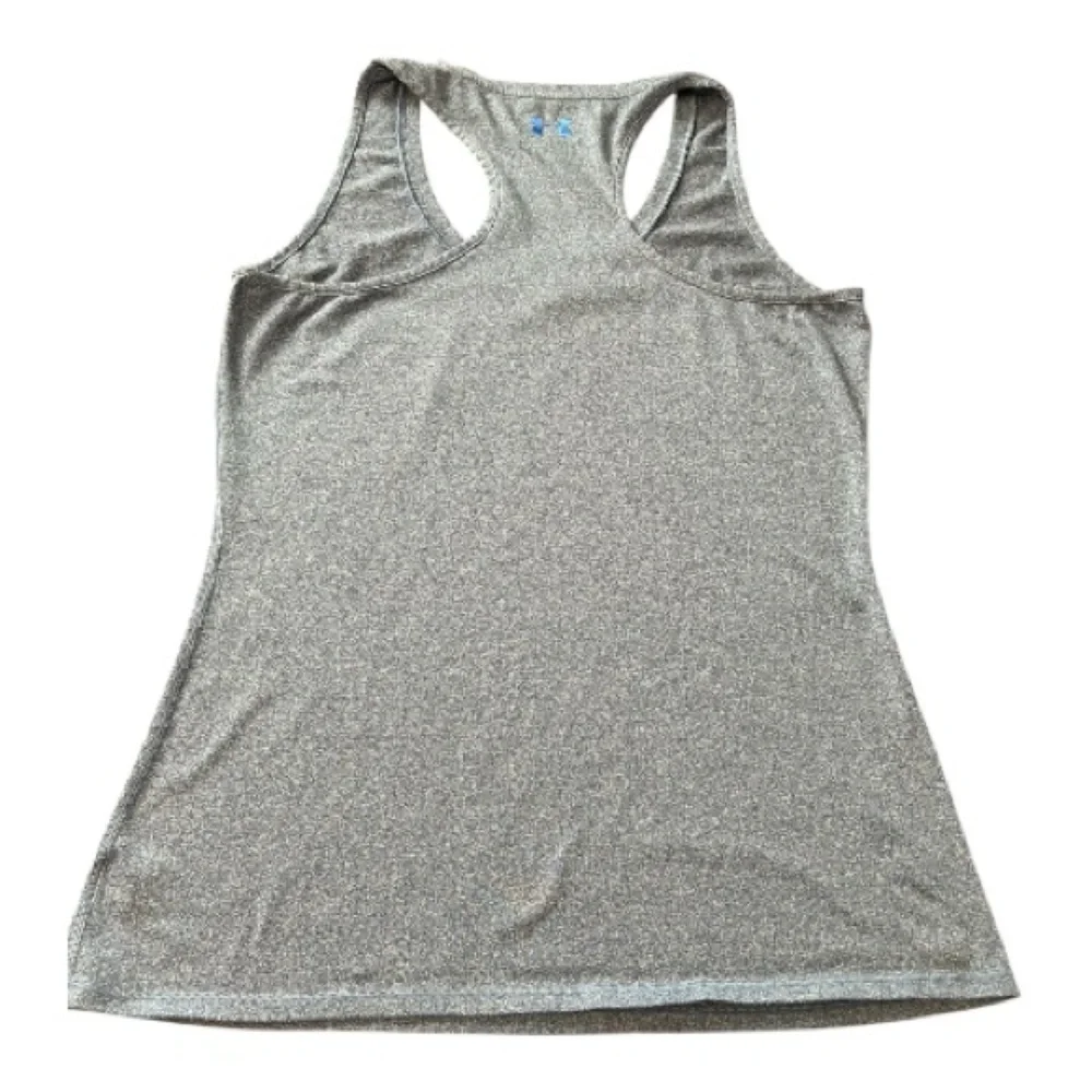 Under Armour Gym Time Women's Heat Gear Fitted Heathered Blue Tank Top. Large - Picture 3 of 9